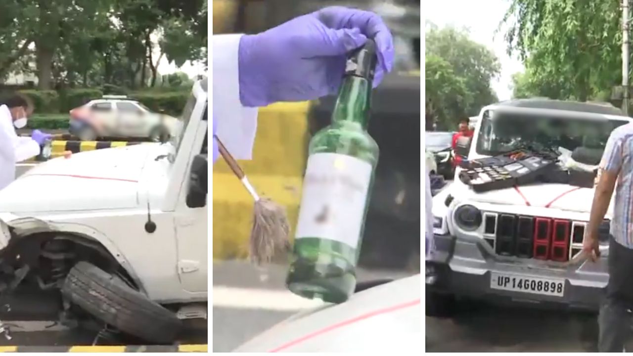 तेज रफ्तार थार का कहर, दो लोगों को कुचला, एक की मौके पर मौत, दूसरे की हालत गंभीर गाड़ी में मिलीं शराब की बोतल