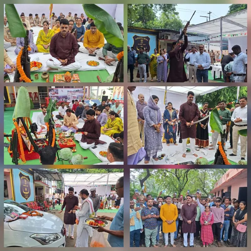बिलासपुर पुलिस ने विजयादशमी पर किया शक्ति का आह्वान! एसएसपी रजनेश सिंह के नेतृत्व में पुलिस लाइन में भव्य शस्त्र पूजा, अवाजी कारतूसों से दी गई सलामी