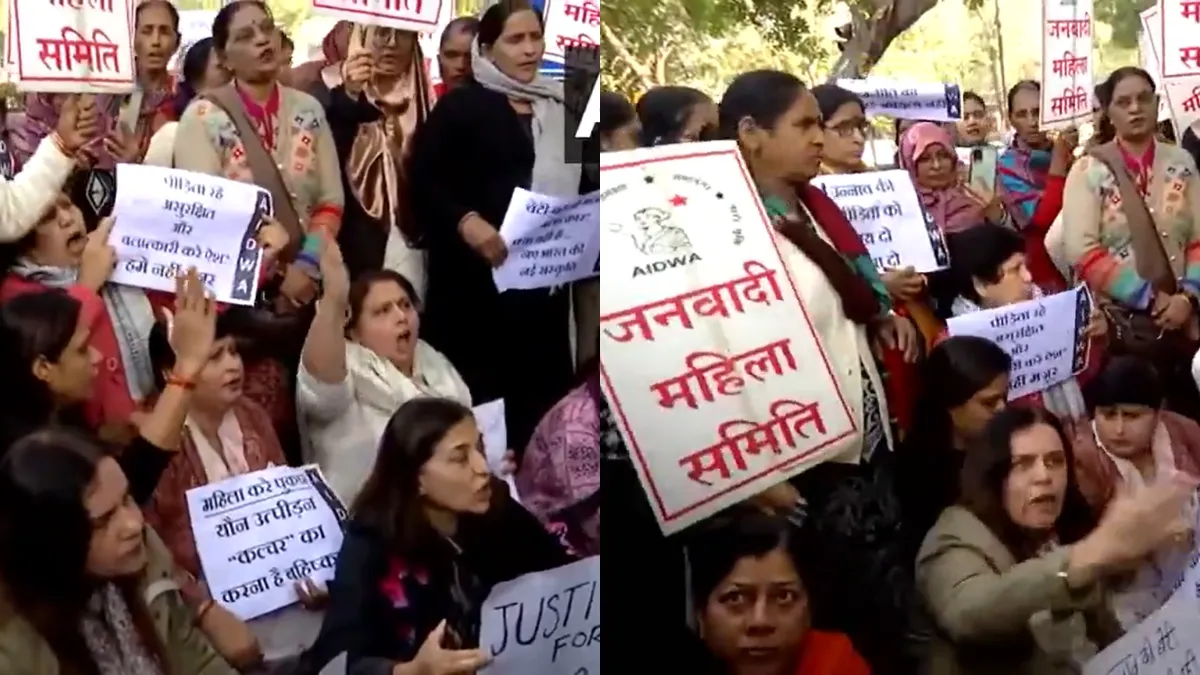 सेंगर की जमानत पर आक्रोश: हाईकोर्ट के बाहर पीड़िता पक्ष ने किया जोरदार प्रदर्शन