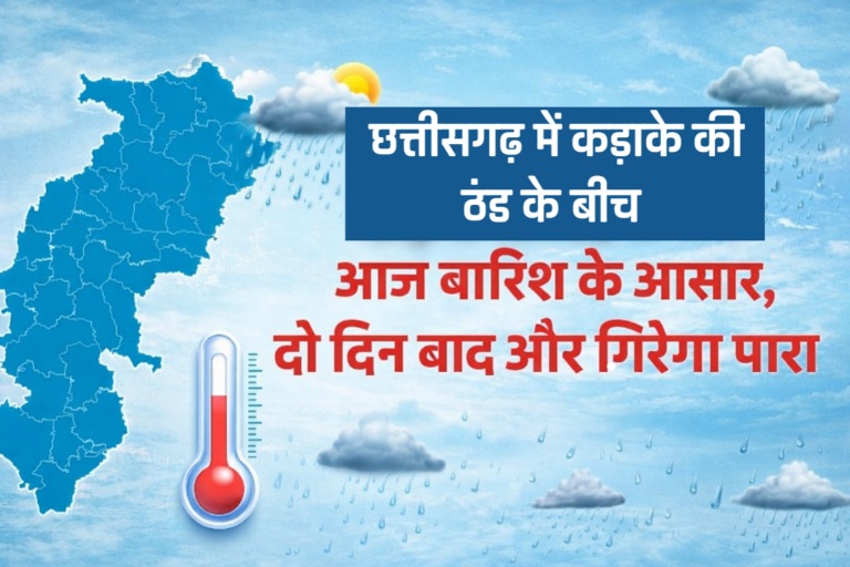 छत्तीसगढ़ में कड़ाके की ठंड के बीच आज बारिश के आसार, दो दिन बाद और गिरेगा पारा