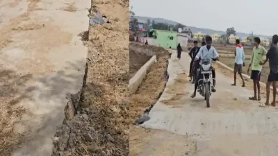 32 लाख की नई सड़क उठे सवाल! निर्माण के एक महीने भीतर दिखीं दरारें, कलेक्टर ने मांगी जांच रिपोर्ट