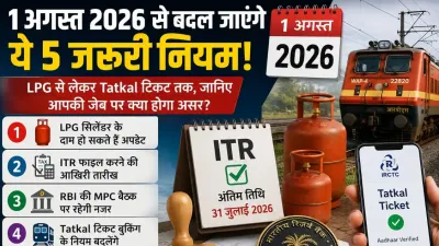1 August 2026 Rule Change: 1 अगस्त से बदलेंगे कई बड़े नियम! LPG, ITR, Tatkal टिकट और RBI के फैसलों का आपकी जेब पर पड़ेगा सीधा असर