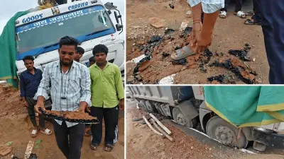 जन मन योजना की सड़क पर बड़ा सवाल! दो महीने में धंसा ट्रक, पापड़ की तरह टूटा डामर