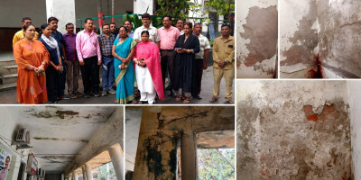 64 साल पुराने  कंपोजिट बिल्डिंग  का आज तक मरम्मत नहीं , 10  साल से खण्डहर में काम करने को  मजबूर कर्मचारी