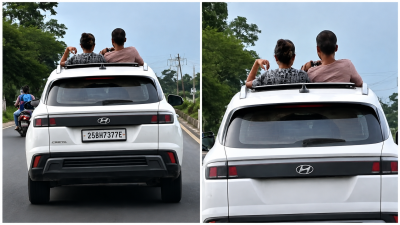 चलती कार की सनरूफ से बाहर निकलकर रीलबाजी, युवतियों का खतरनाक स्टंट वायरल