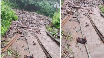 हिमाचल में बारिश का रौद्र रूप: पहाड़ टूटकर पटरी पर गिरा, कालका-शिमला ट्रेन थमी; हाईवे भी मलबे में घिरा