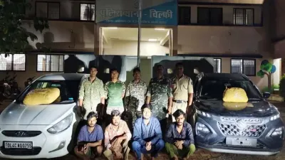 NH-30 पर पुलिस का बड़ा एक्शन: दो कारों में छिपाकर ले जा रहे थे 18.46 किलो गांजा, 4 तस्कर गिरफ्तार