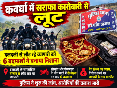 कवर्धा में सराफा कारोबारी से लूट, बाइक सवार 6 बदमाशों ने घाटी में रोका; चांदी के जेवर और नकदी लेकर फरार