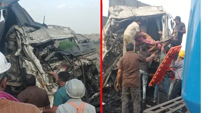कुसमुंडा खदान में फिर बड़ा हादसा! आमने-सामने टकराए दो ट्रेलर, एक ड्राइवर की मौत; मुआवजे को लेकर परिजनों का प्रदर्शन