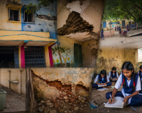 रायपुर की कन्या शाला में बदहाली का आलम: जर्जर छत, टूटती दीवारें और जमीन पर बैठकर पढ़ने को मजबूर छात्राएं