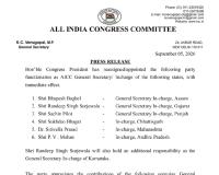 कांग्रेस में बड़ा बदलाव 6 राज्यों में बदले प्रभारी, सचिन पायलट को पंजाब तो भूपेश बघेल को असम की कमान