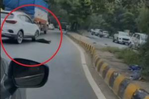 गाजियाबाद में दर्दनाक हादसा: सड़क पार कर रहे युवक को धीमी गति से आई कार ने कुचला, मदद की बजाय बनती रही वीडियो