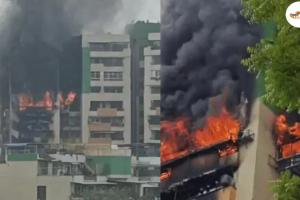 गाजियाबाद में खौफनाक अग्निकांड: 9वीं मंजिल से उठी आग ने 10वीं को लिया चपेट में, 2 KM दूर तक दिखा धुएं का गुबार